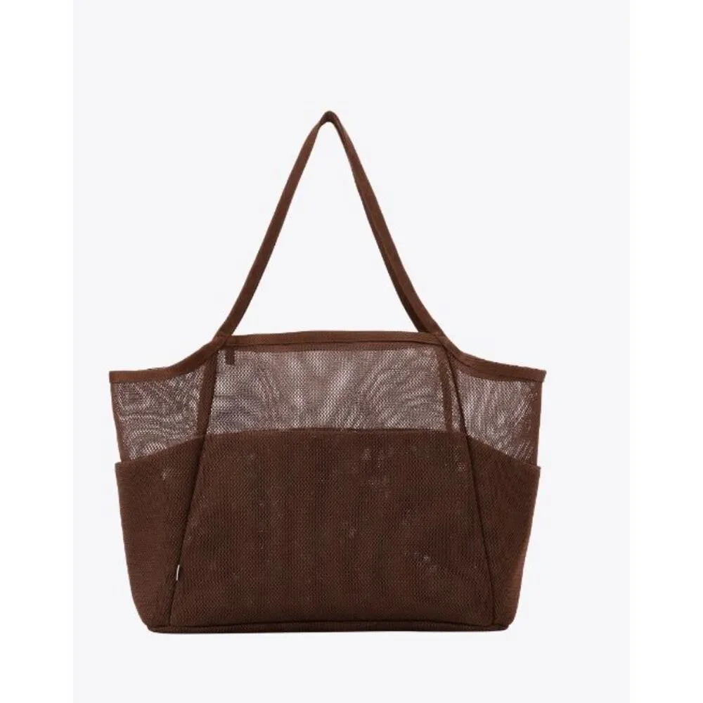BEIS NWT The Mesh Beach Tote in Maple Brown